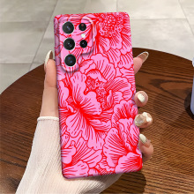 欧美爆款简约花纹三星S24+菲林手机壳S25精孔全包亮面保护套女款