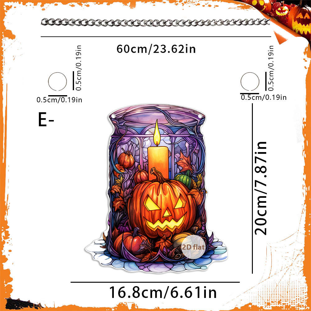 Decoración de Halloween transfronteriza cabeza de calabaza malvada 2D acrílico disco colgante ventanas de color porche colgante