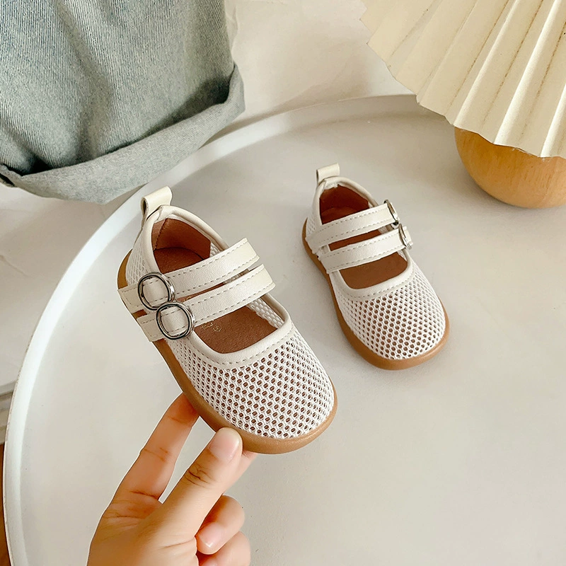 Оптовая продажа мягкой детской обуви для малышей 0-5 лет, модные туфли-принцессы для девочек 2025 года, дышащие сетчатые балетки