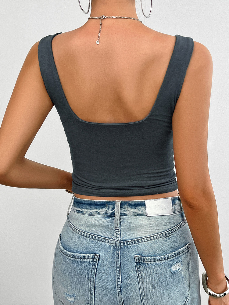 140g Weight Viscose fiber Fabric Type Short Top Length Vest Tops Type Holiday, Daily, Selfie Occasion Strap Neckline Slim Fit Type Solid Color Pattern Summer Season Women's Gender Casual, Simple Style, Streetwear Style Wholesale Women's Casual Simple Style Streetwear Solid Color Tank Tops 29