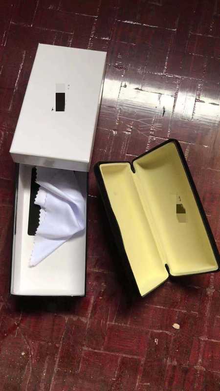 蓝色手工款品牌万家套装眼镜盒天地盖纸盒镜布袋可做客户logo现货|undefined