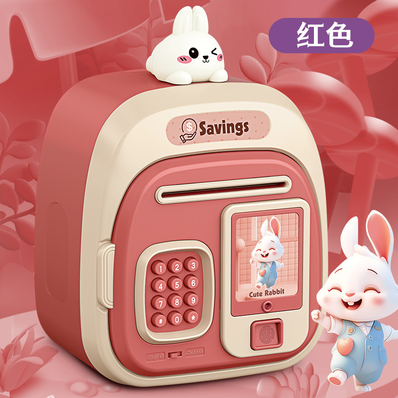 Nuevos productos de dibujos animados para niños gran capacidad multifuncional doble modo desbloqueo automático inducción de dinero de ahorro juguete