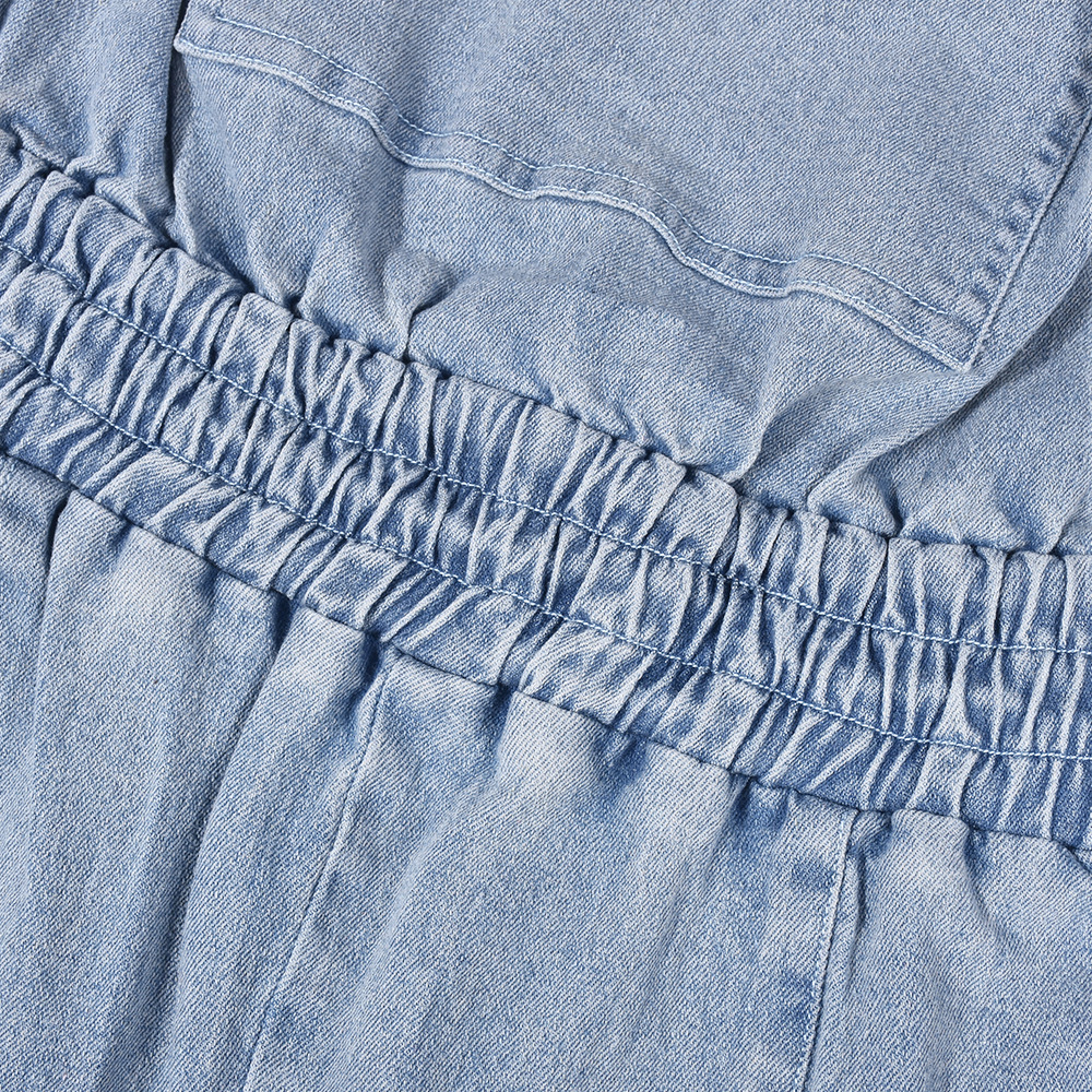 Mono vaquero para mujer, lavado con agua, con bolsillo, espalda descubierta y cosido, para otoño e invierno