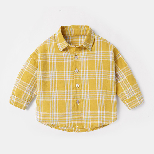 Baby Shirt for Boys - Spring and Autumn Infant Check Collar Shirt - Children's Stylish Long-Sleeve Cotton Autumn Outfit - New Trendy