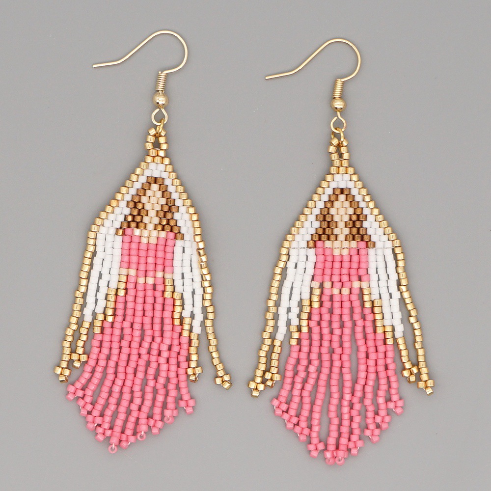 Retro Woven Virgin Mary Long Tassel Earrings display picture 2