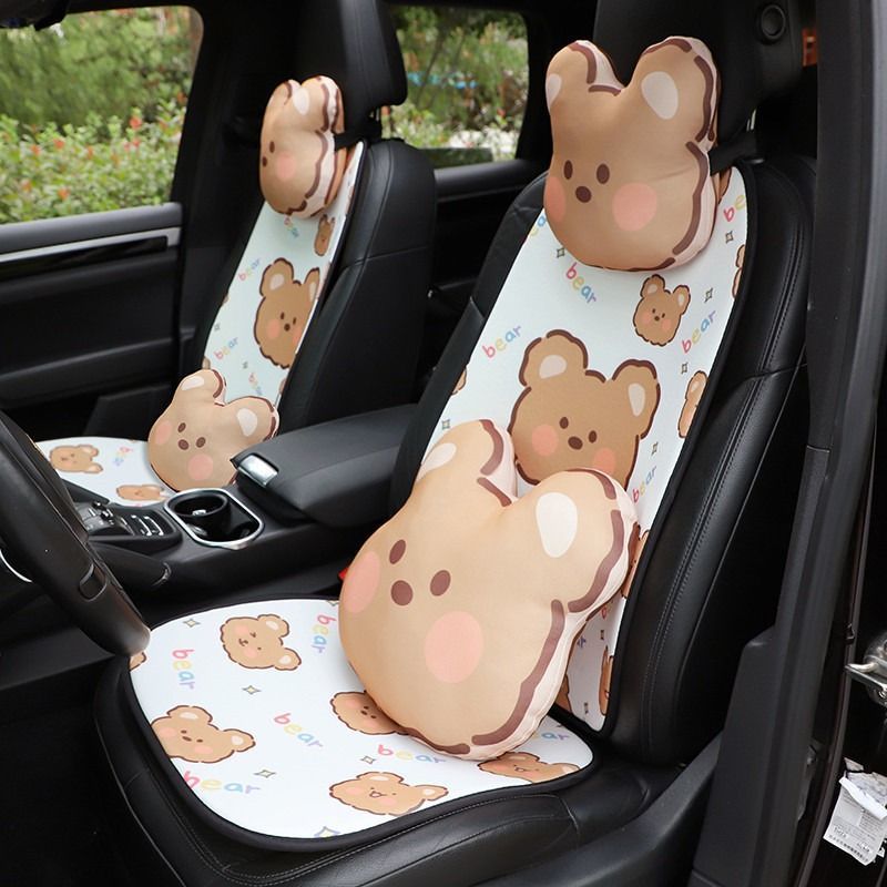 목 베개 귀여운 곰 탄성 허리 쿠션 사계절 패션 여성 자동차 인테리어 머리 받침 여름 자동차