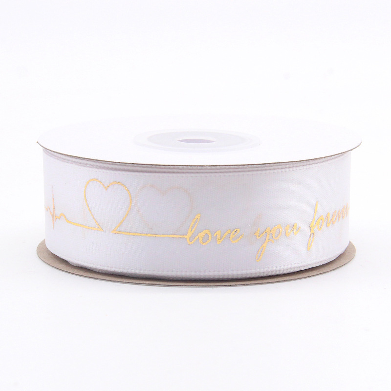 Regalo pastel de flores embalaje cinta impresión símbolo del Corazón 8 puntos cinturón de poliéster dorado impresión para hornear cinta
