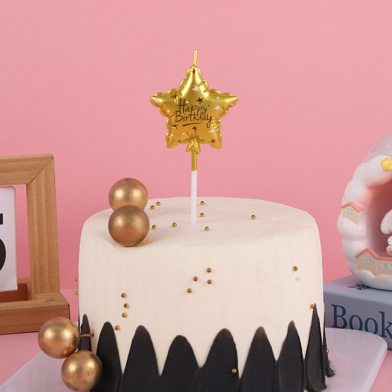 Cross-border 520 pastel de cumpleaños del día de San Valentín globo dorado cumpleaños número vela decoración en stock