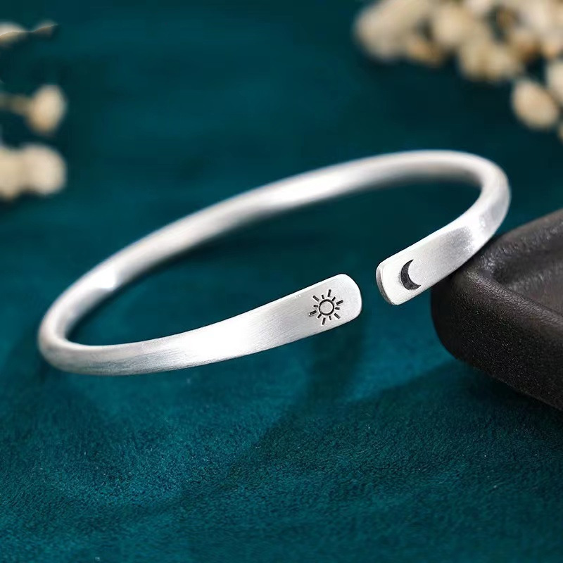 Riyue Tonghui Ruyi Bracelet Women's Silver Plated Handmade Opening Niche Simple Matte Guofeng Vintage Bracelet Wholesale