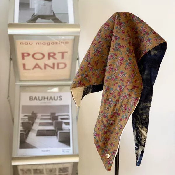 Ретро двухсторонний многофункциональный тюрбан с цветочным рисунком нежная девушка платка ветровое полотенце для волос с диким шарфом