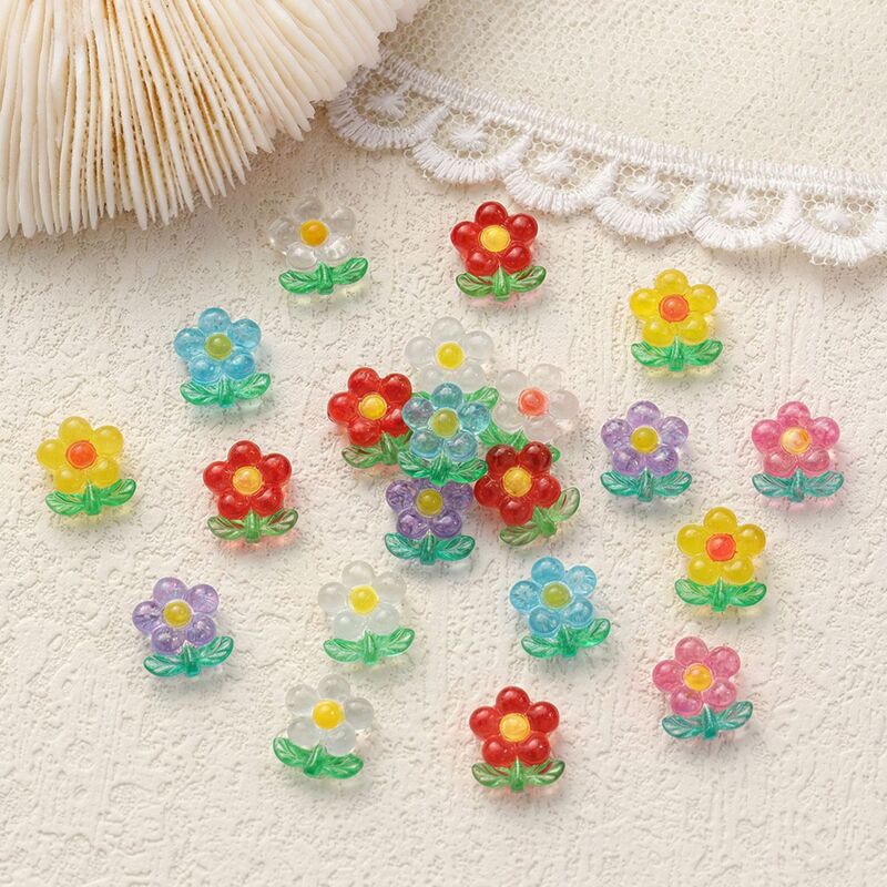 New Nail Art Accessories Ice Transparent Nail Art Small Flowers Fairy Versatile Stereo Resin Nail Stickers DIY Nail Art Accessories