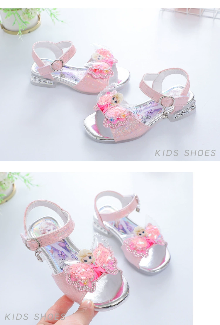 Disney Kids Shoes for Girl Sandals Frozen Princess Elsa Cartoon Baby Girl Shoes 2022 Fashion Sandles Flat Heels Beach Shoes children's shoes for high arches