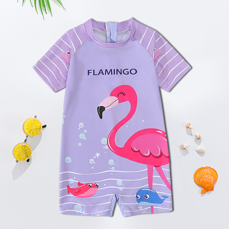 Traje de baño para niños niñas dibujos animados lindo impreso de una pieza ins estilo protección solar traje de baño de aguas termales