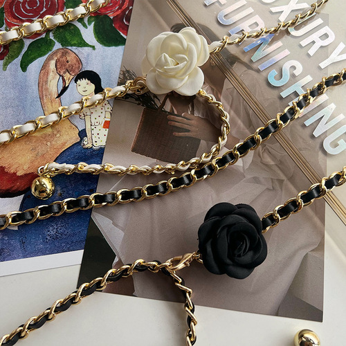 Camellia waist chain accessories for women flower chain belt decoration with dress jeans chain trendy ins style