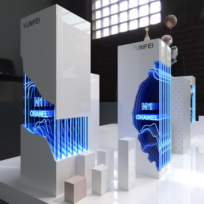 发光亚克力展台橱窗摆件道具中岛产品加厚展示柜科技烤漆展柜厂家