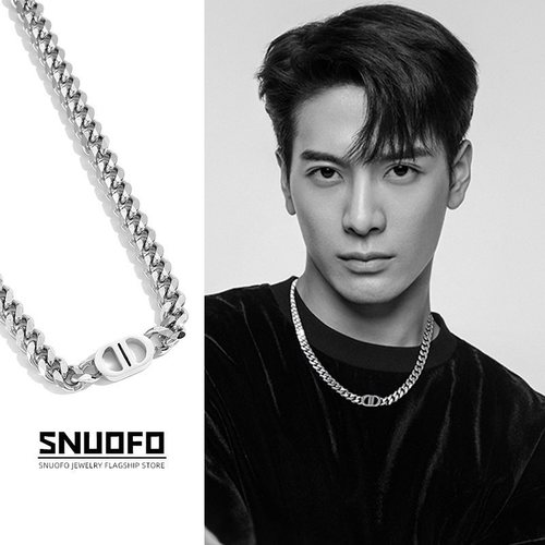 Kang Jeong Lee Unisex Chain Necklace with High-End Titanium Steel, Non-Fading Style, Cubic Link Accessory