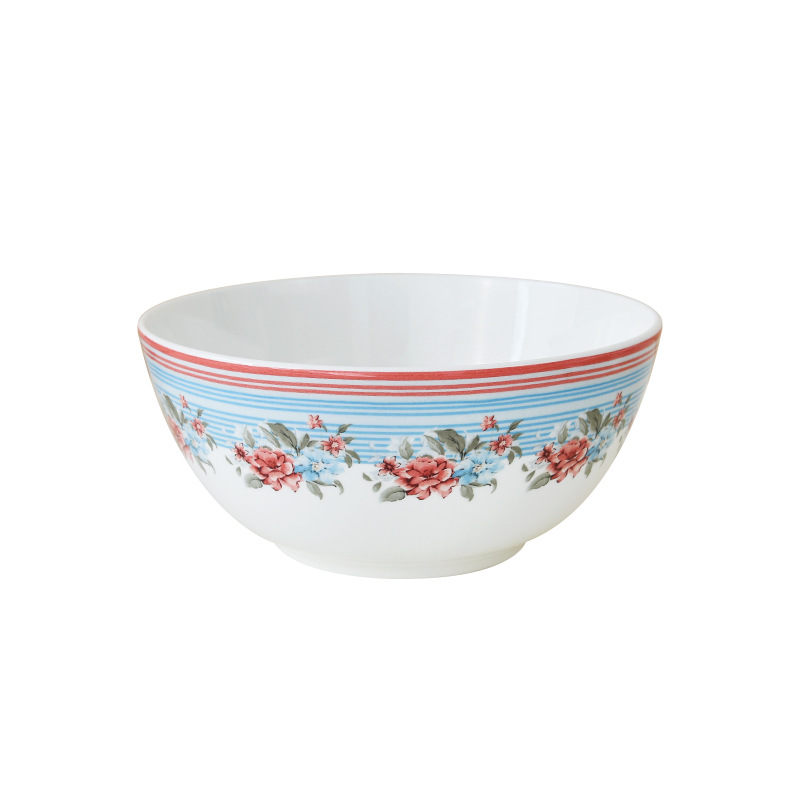 Flores románticas de alto valor visual de hueso de porcelana tazón de arroz tazón de sopa de boda nueva cerámica utensilios caseros tazón de sopa de alta resistencia a quemaduras
