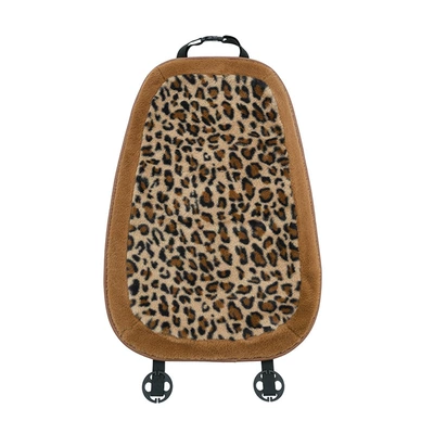 Cross-Border Leopard Print Car Seat Seat cushion, seat cover - rabbit-fur-brown-edge-leopard-print-cushion-backrest