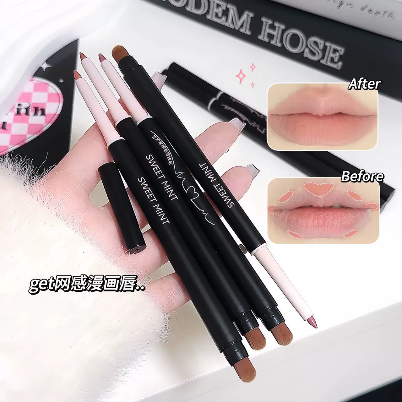 Matte lip pencil, 2 in 1, contouring