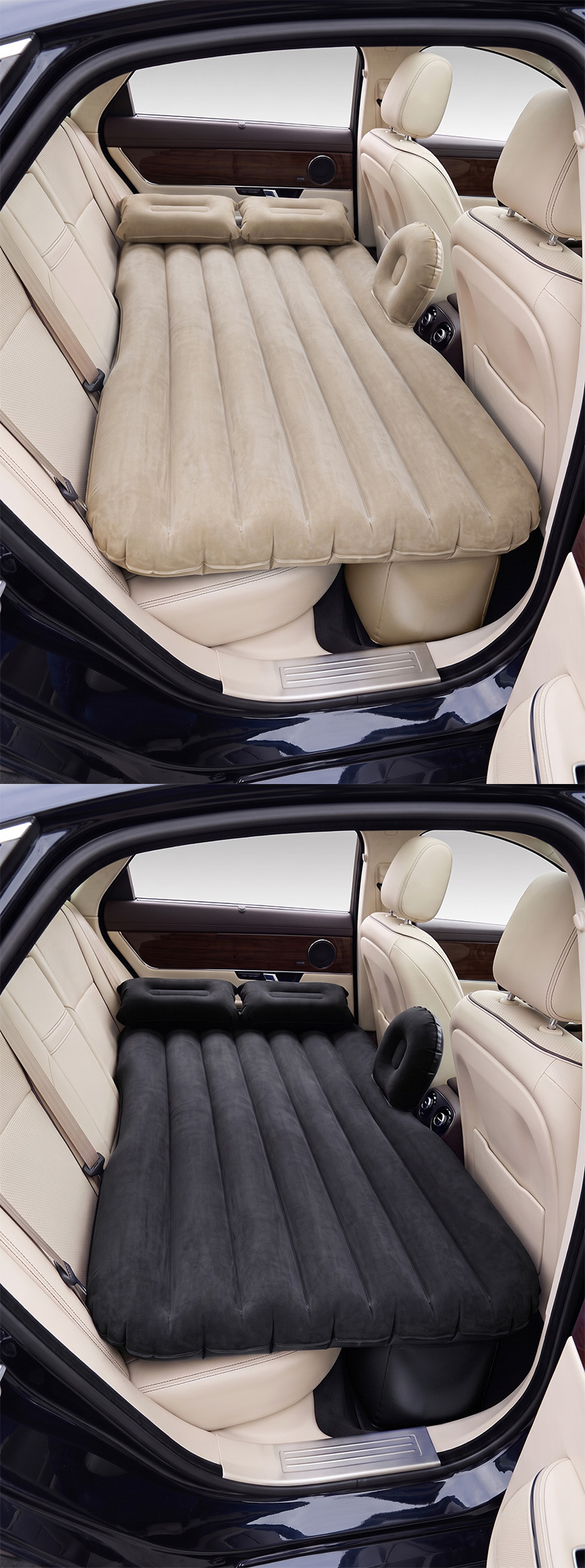Car inflatable bed, rear seat double mattress, electric inflatable portable camping bed, thickened flocked air mattress