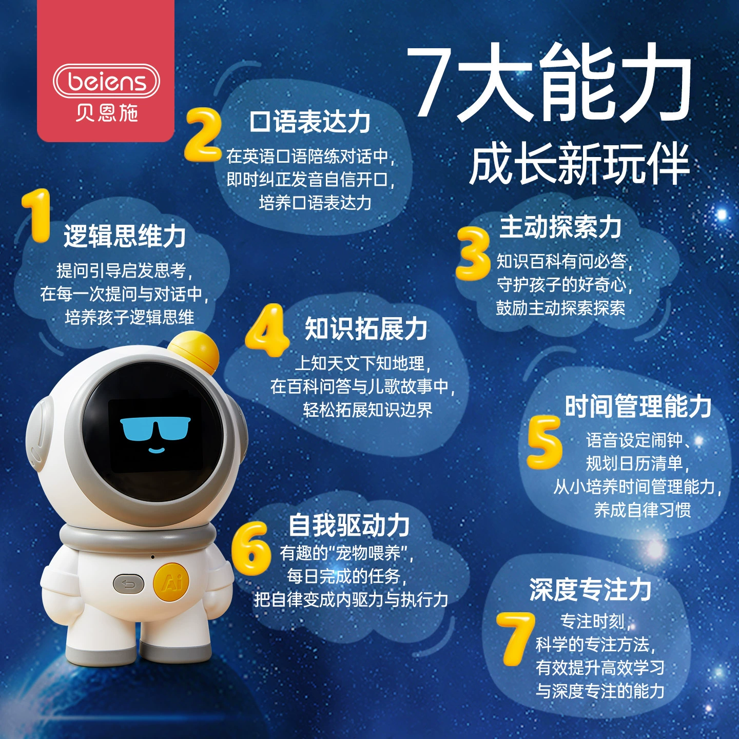 Бэйнш Children's an ai companion robot DeepSeek bean bag intelligent conversation toy gift story early education machine