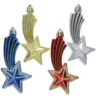 Cross-border wholesale Christmas tree decoration pendant plastic electroplating painted meteor pendant star pendant atmosphere layout