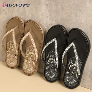 Luofu All-match Wedge Slide Slippers Women's Outdoor Platform Shoes Summer New Classic Chanel Style Outdoor Beach Shoes