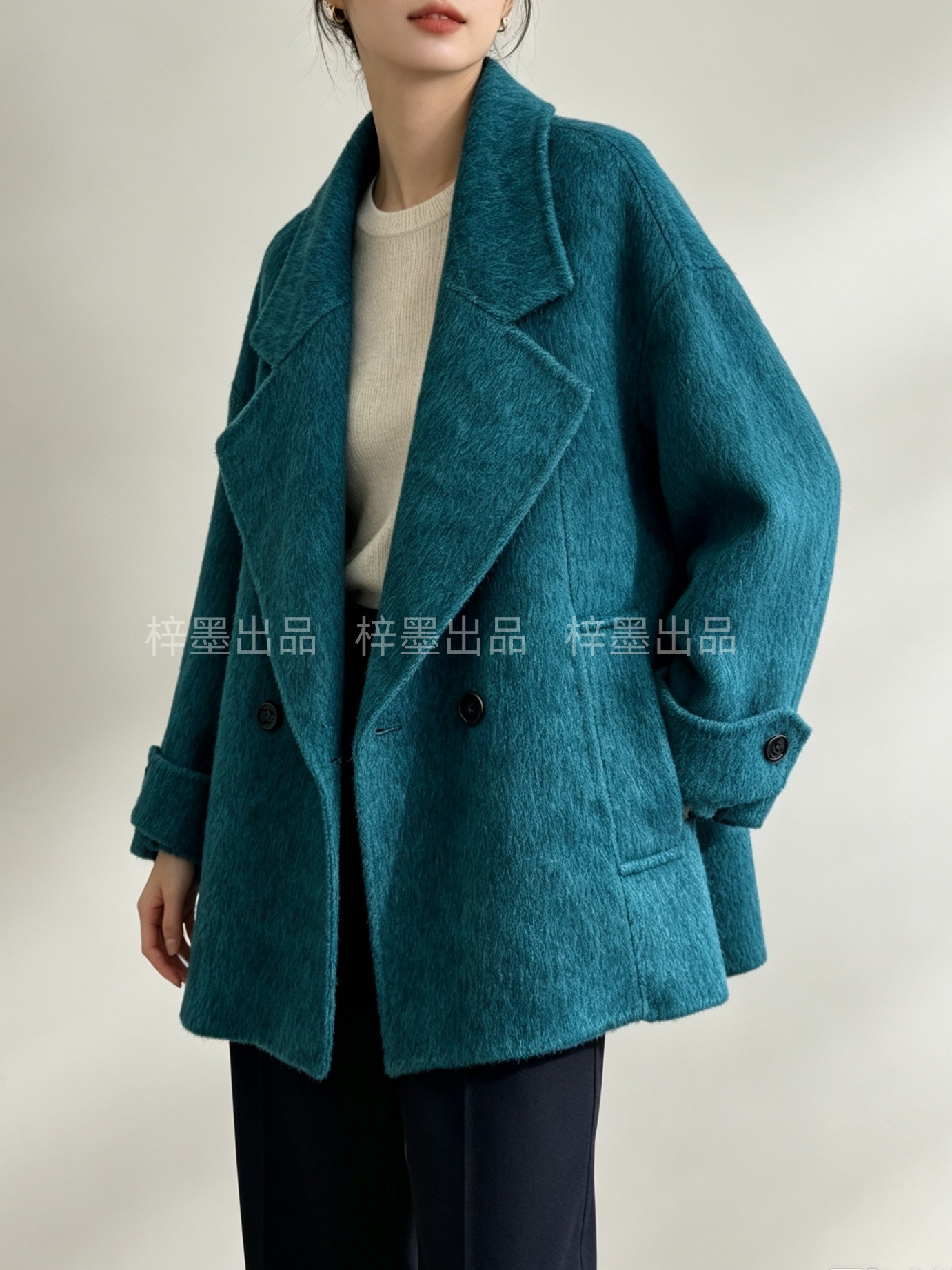 Special Offer: Black Label 10 Alpaca Drop-Shoulder Wide-Fit Classic Blazer, Versatile for Commuting, Elegant Double-Sided Wool Coat for Women