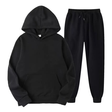 New Fleece Men's Solid Color Pullover Hoodie Set Sports Two-Piece Set Men's Hoodie Sweatshirt Sweatpants