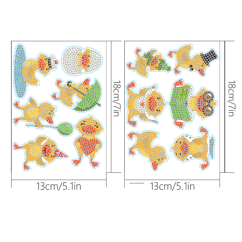 Dicha dibujos animados transfronterizos pegatinas de animales hechas a mano DIY dibujos de diamantes pegatinas de pared aleatorias pegatinas de niños decoración de diamantes redondos al por mayor