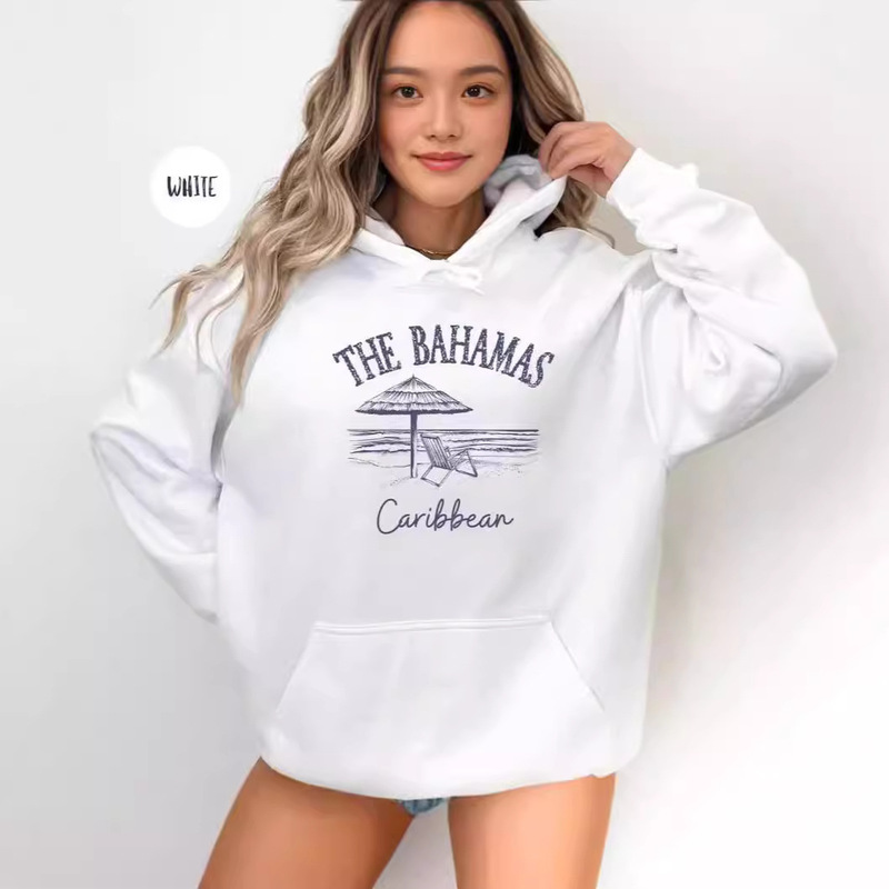 Women's Drop Shoulder Sleeve Threaded Bahamas Grunge Style Sweatshirt Sweatshirt Sweatshirt Printed Embroidery