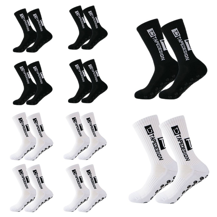Calcetines de fútbol transfronterizos, calcetines deportivos, calcetines de media pantorrilla para hombre y mujer, parte inferior de toalla, antideslizantes de silicona, calcetines de baloncesto transpirables, cómodos