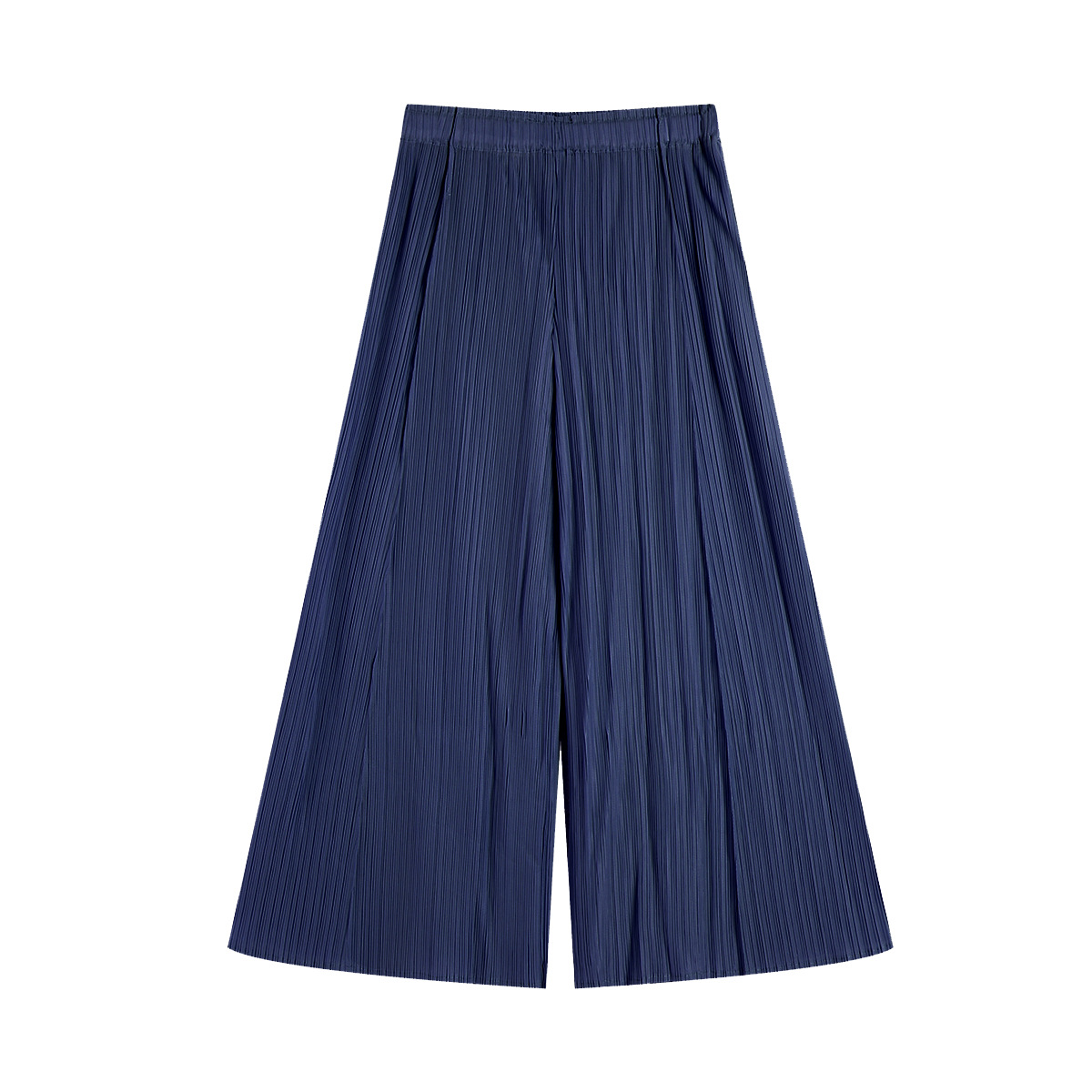Quần culottes nữ ống rộng cạp cao xếp ly dáng suông dài midi — màu xanh nhạt chi tiết 3