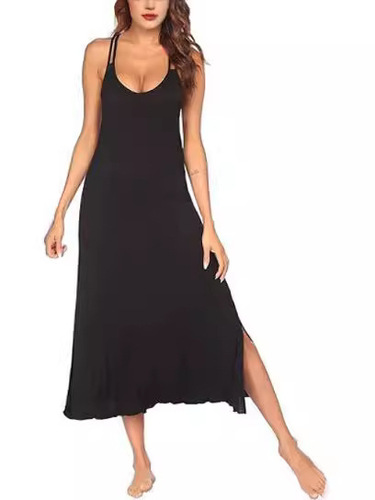 Quality Summer Intellectual Style Women's Modal Strappy V-Neck Backless Dress