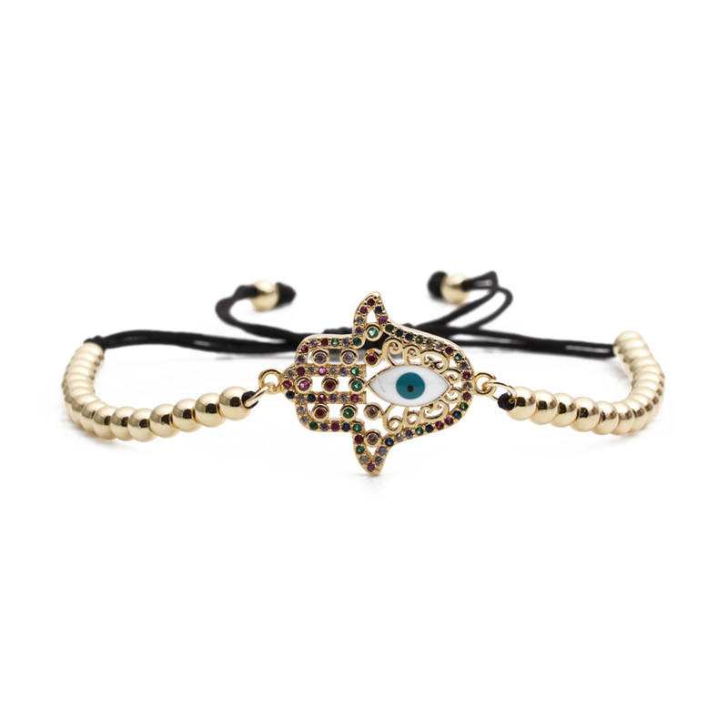 Simple Zircon Jewelry Palm Demon Eye Adjustable Bracelet display picture 2