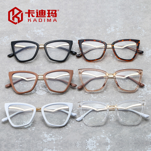 Cross-border fashion  new anti-blue light glasses frame personalized cat eye Internet celebrity flat mirror European and American trend glasses frame