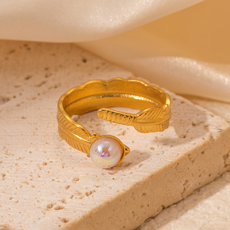 7g Weight 0.03µm Gold Plating Thickness Electroplated Gold Plating Process Golden Plated Plating Material Cat's Eye Stone Inlay Material Rings Classification 1 Piece Quantity Daily Occasion 201 Stainless Steel Material Tree Pattern Women's Gender IG Style Style Inlay Craft Wholesale Jewelry IG Style Feather Titanium Steel Natural Stone Gem Inlay Open Rings 10