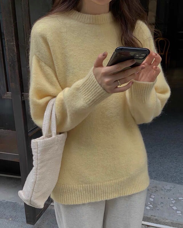 秋冬季新款高级感浣熊绒奶油蜜桃粉色毛衣女设计感慵懒风针织衫厚|undefined