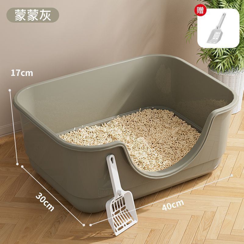 Caja de Arena para Gatos Extra Grande, Semicerrada, Anti-Derrame, Inodoro Abierto para Gatos, Suministros para Mascotas, Venta al por Mayor