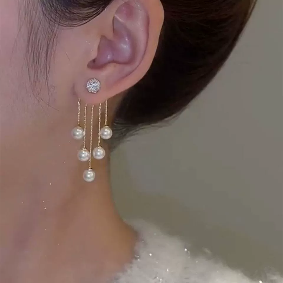 Малые дизайнерские серёжки из жемчуга, высокий уровень качества, двойное ношение, интернет-знаменитость, стиль легкой роскоши