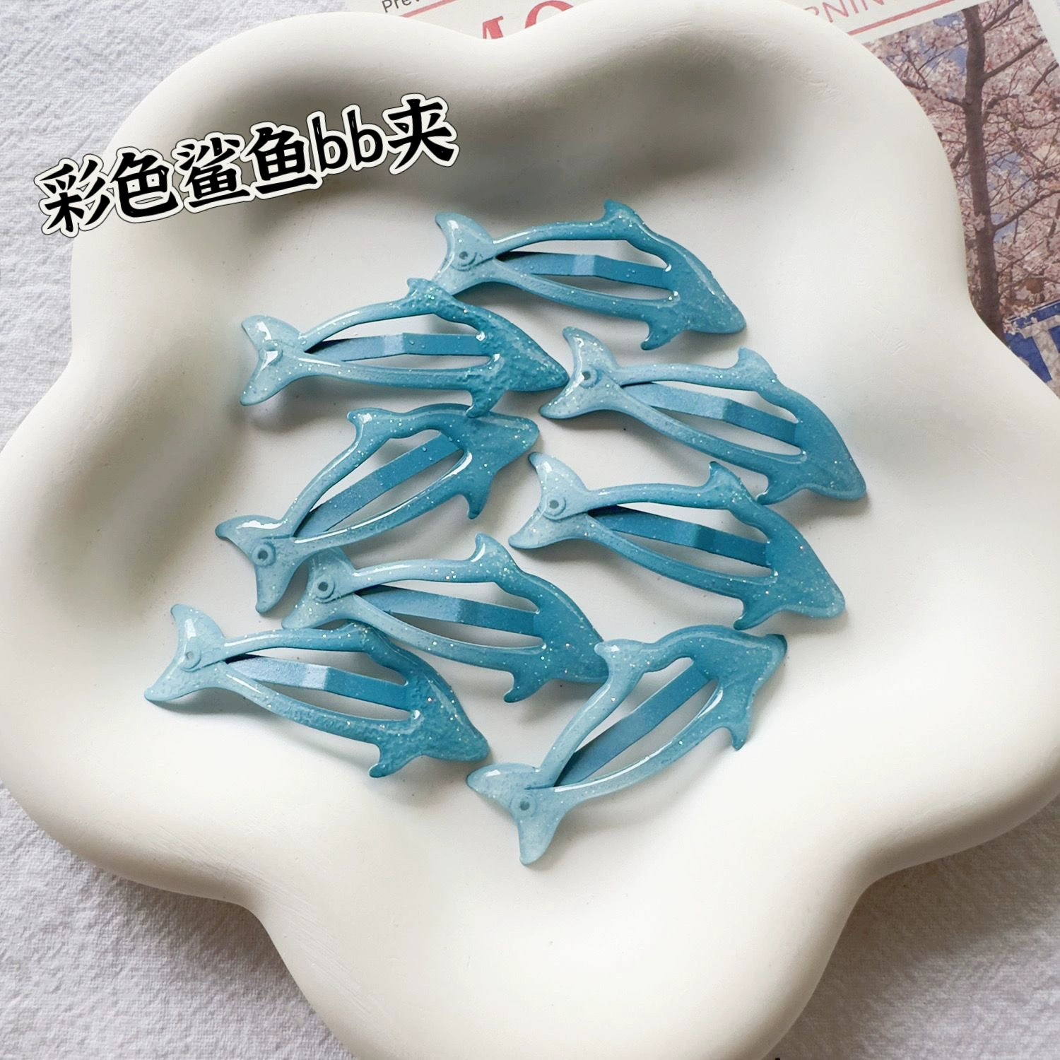 Летнее новое масло капает цветной дельфин bb-зажим градиент простой милый маленький трубочный