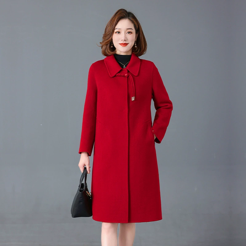 Новое пальто для женщин среднего и пожилого возраста, двустороннее материнское пальто из нигерийской шерсти, Модное Длинное тонкое, большие размеры