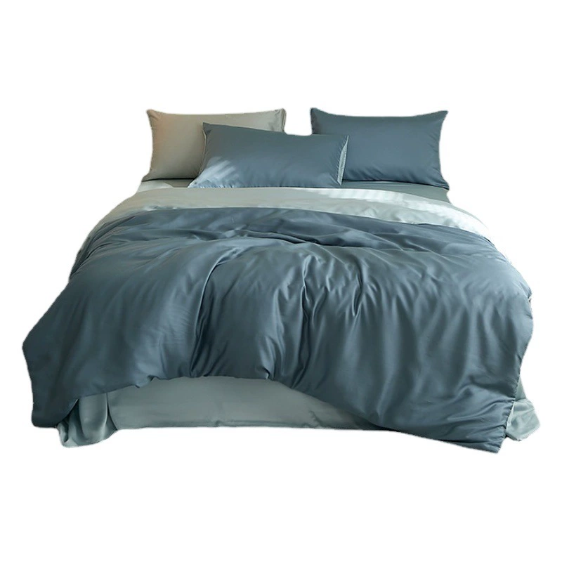 60s сплошной цвет Tencel комплект из четырех предметов летний лиоцелл ледяной шелк простыня шляпа шелковое пододеяльник постельные принадлежности оптом