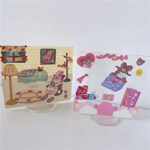 Blank stand 10 cm DIY acrylic message board handmade Guka idol star painting hand account student transparent