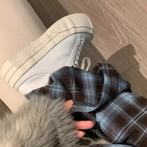 Vintage American relaxed style straight-leg casual pants for women, high-waisted, spring and autumn, plus-size, slimming pear-shaped wide-leg pants