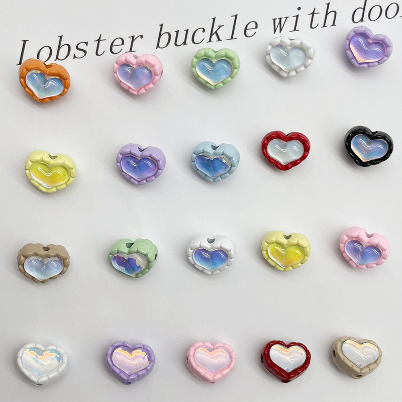 Color double-sided zircon love four-way handmade diy material beaded mobile phone chain bracelet key chain jewelry accessories Color double-sided zircon love four-way handmade diy material beaded mobile phone chain bracelet key chain jewelry accessories