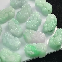批发缅甸天然翡翠A货 飘绿貔貅翡翠吊坠批发