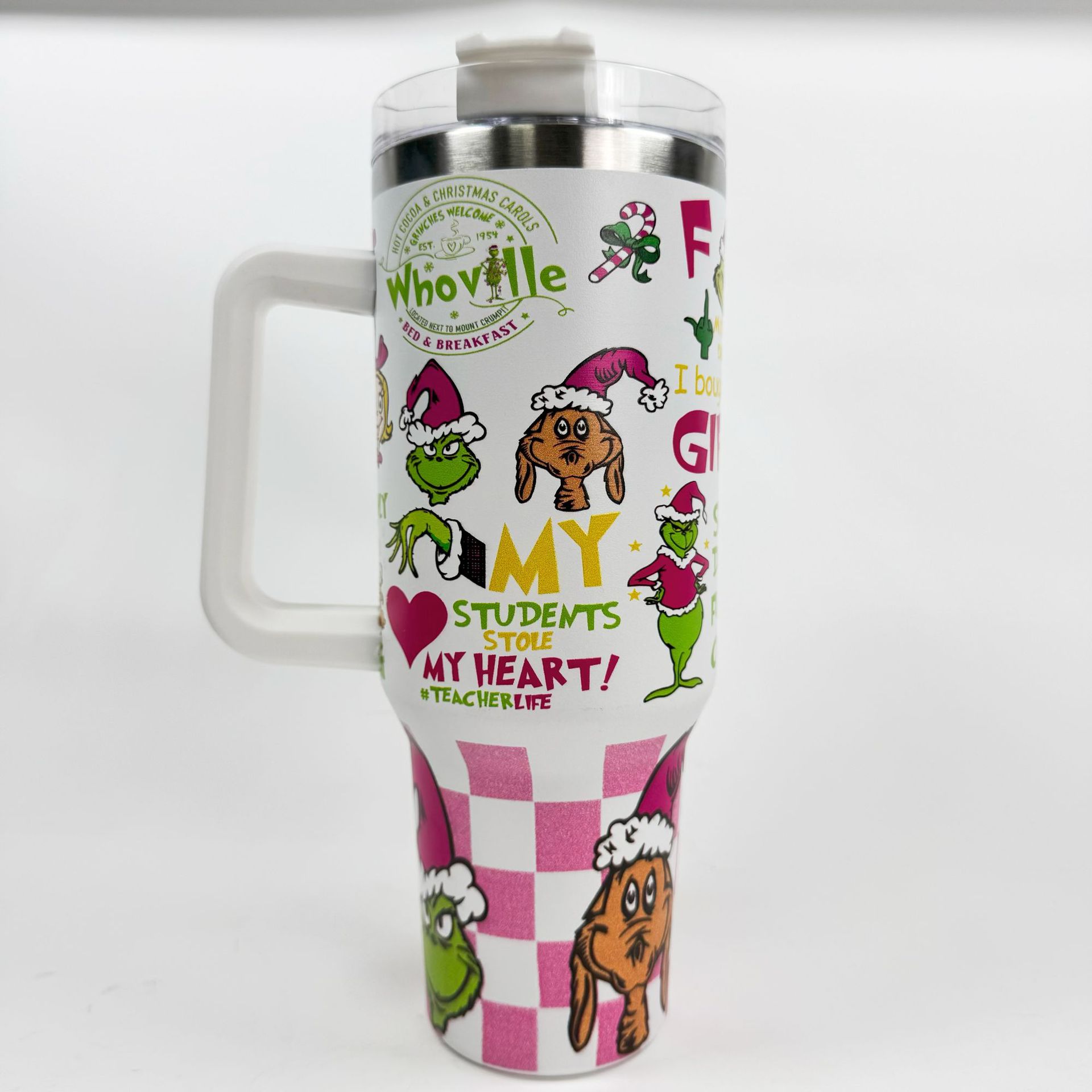 Vaso térmico de acero inoxidable con aislamiento al vacío de 40 oz, para automóvil, de gran capacidad, con impresión UV de diseño 5D, para viajes transfronterizos.