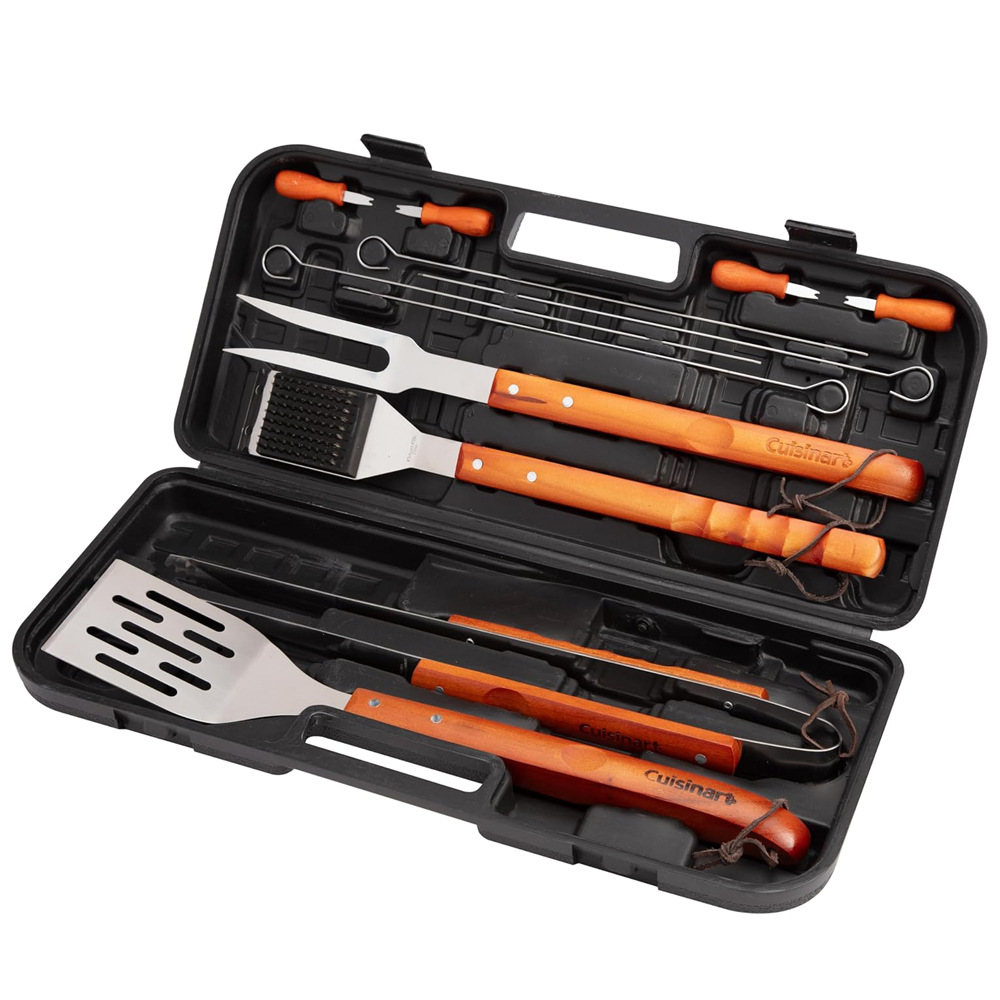 Exportación de Amazon acero inoxidable parrilla set camping parrilla horquilla barraca acessorios de cepillo parrilla