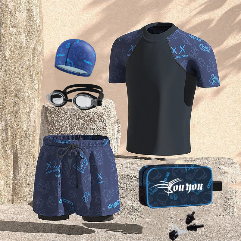 Blue bear suit swim bag six-piece set